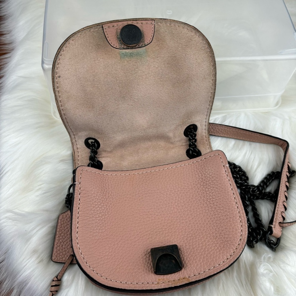 COACH SMALL SHADOW IN PEBBLE LEATHER CROSSBODY BAG PALE PINK COLOR - Picture 3 of 14